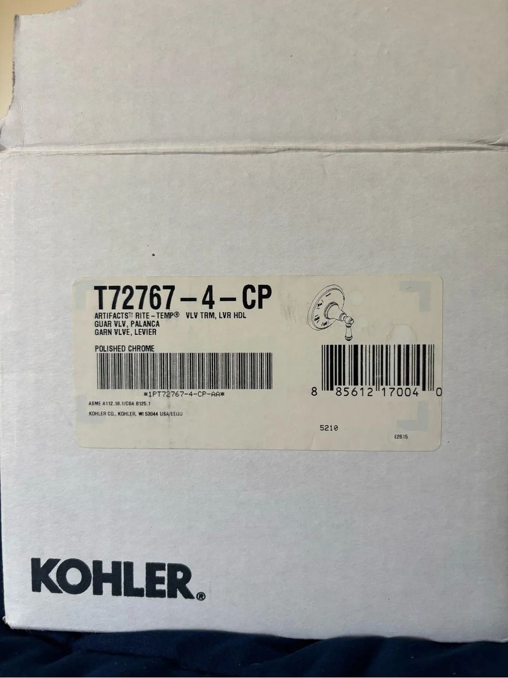 Kohler Chrome Single-Handle Shower Valve Trim in Silver